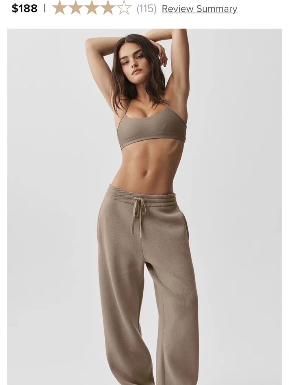 ALO Yoga Beige Straight-Leg Knit Pants - Picture 1 of 3